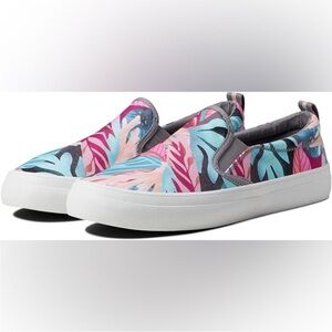 Sperry Pink and Green Tropical Print Sneakers